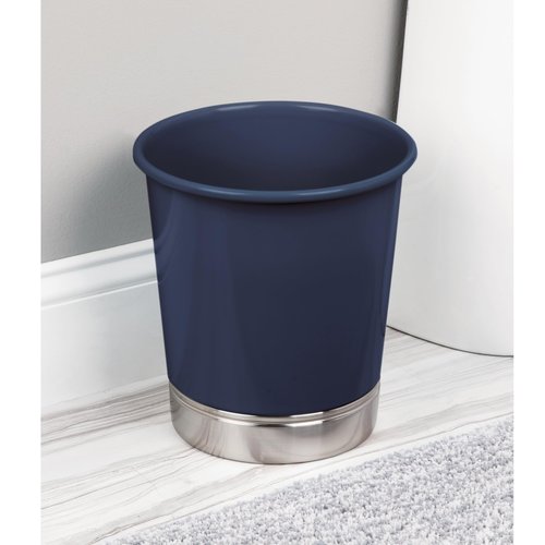 iDesign York Waste Can, Matte Navy/Brushed Nickel