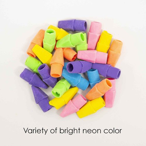 BAZIC Products Eraser Top, Latex Free Pencil Tops Erasers (50/Pack), Neon Color Arrowhead Caps Erasers for Student Art Drawing School Supplies, 24-Packs