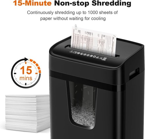 Bonsaii Paper Shredder for Home Office, 12-Sheet Heavy Duty Cross Cut Shredders for Home with 5.5 Gal Pullout Bin, Paper Shredding Machine for Document/CD/Credit Card,P-4 Security(C282-A New Version)