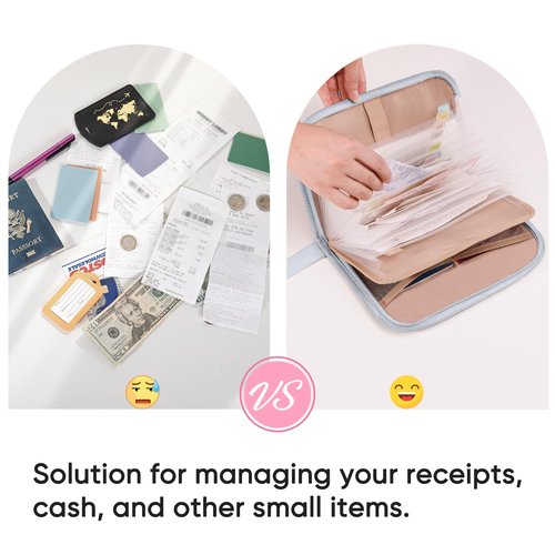 FRECOLSH Receipt Organizer with 12 Pockets 10x6 Receipt Holder Organizer - Small Accordion File Organizers - Cash Organizers for Travel, Business, Gift