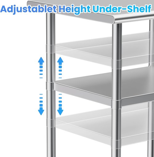 Regine Stainless Steel Prep Table - Heavy Duty NSF Commercial Work Table with Adjustable Under Shelf | 24x30in