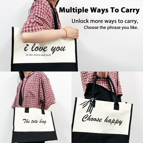 JOJHDR Phrase Canvas Beach Bag,Zipper and Slide Pockets,Bag Shoulder Strap and Bottom Support,Bridesmaids Gift,Casual Business Briefcase,Perfect Gifts for Birthday and Teacher （Crap bag）