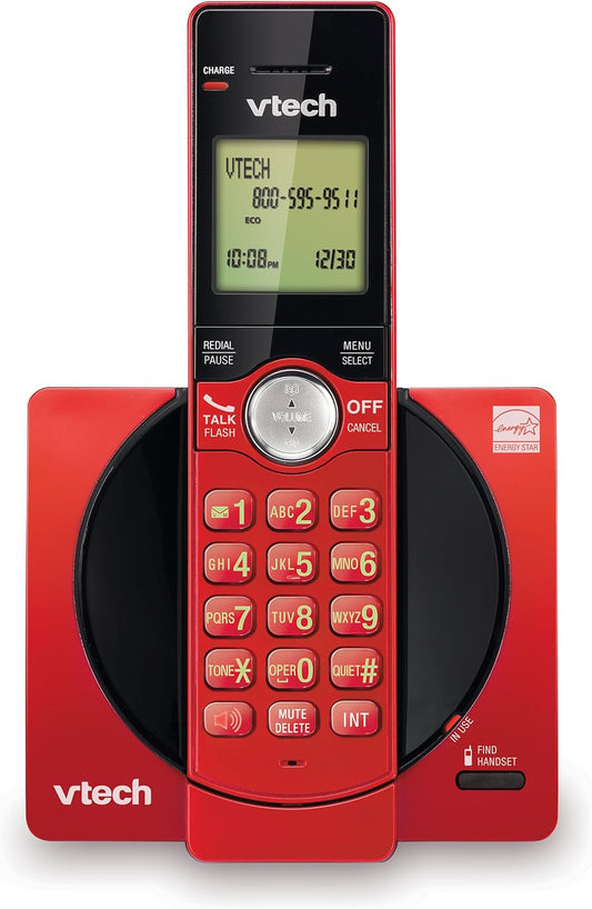 VTech CS6919-16 Cordless Phone - DECT 6.0, Red, Caller ID, Backlit Keypad & Full Duplex Speakerphone