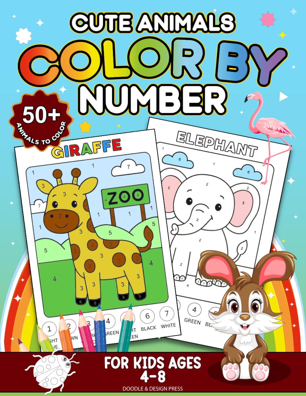 Skiennix Cute Animals Color By Numbers - Spark Creativity & Counting Skills | Ages 4-8, Over 50 Magical Friends