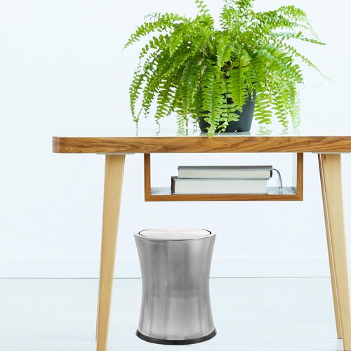 Bennett Swivel-A-Lid Small Trash Can, Stainless Steel Attractive 'Center-Inset' Designed Wastebasket, Modern Home Décor, Round Shape (Silver)