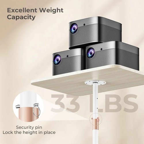 POLESTO Portable Laptop Floor Stand, Bedside/Sofa Table with Height Adjustable 18''~48'', Sleek Wooden Lectern Standing Desk Mobile Podium for Home, Office, School, White