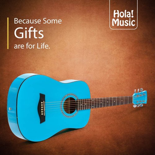 Hola! Music 3/4 Size Acoustic Guitar Bundle for Beginners, 6 String Beginner Solid Spruce Top Acoustic Guitar With Rosewood FIngerboard, 36 inch, Light Blue