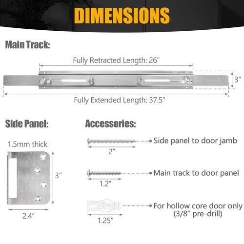 Door Barricade Bar with Door Hook Door Hanger (SUS) Patented Design for Security Reinforcement and Home Protection. Stop House Invasion and Intruder on Front Door, Bathroom and Bedroom. Childproof.