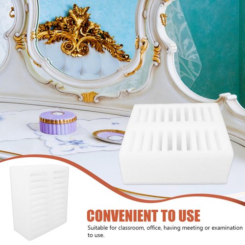 White Pearl Cotton Phone Organizer - 20-Slot Desktop Mobile Phone Holder for Office and Home Storage Stylish Multi-Compartment Design