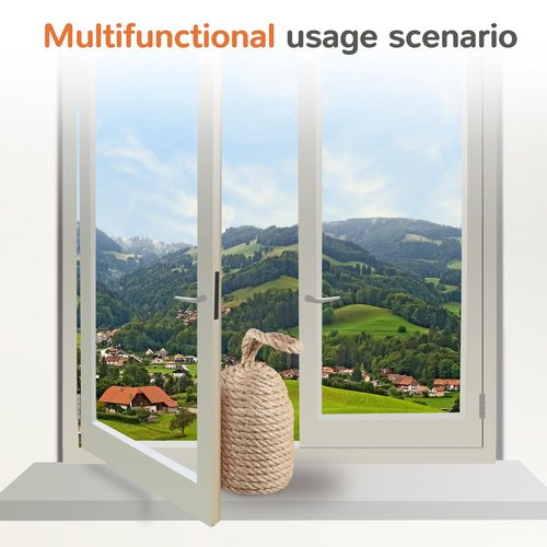 Jingmore 2 Pcs Decorative Door Stoppers Natural 5.4lb Heavy Door Stop with Handle Weighted Doorstop Indoor Farmhouse Jammer Blocker Keeps Open Bookend 4.72 ''d x 11.4''h (Wicker Jute)