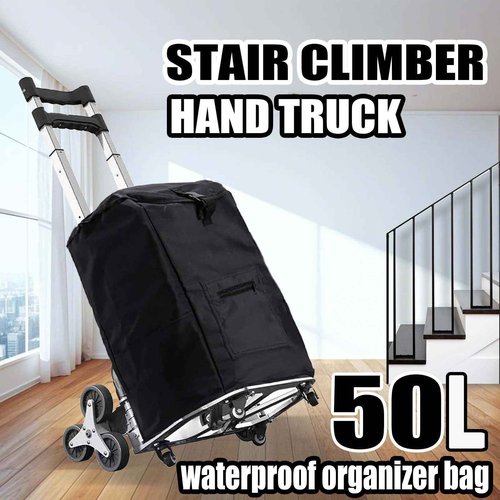 Stair Climbing Cart, 330LB Capacity Collapsible Stair Climber Cart,Cart for Stairs with Bungee Cord and Swivel Wheels 50L Shopping Bag,Hand Trucks for Moving Shopping, Office Use
