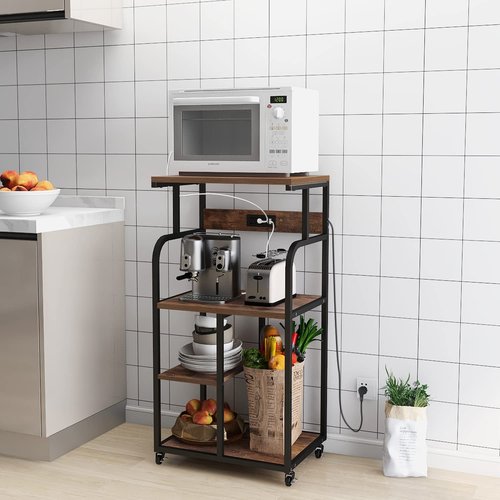 VEDECASA Large Printer Stand Cart with Charging Station USB Port 21.2"x15.7"x42.3" Rolling Tall 3-Tier Printer Stand with Adjustable Shelf Storage Home Office