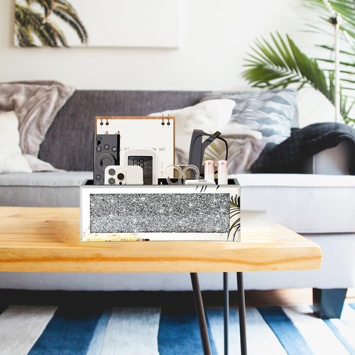 Azonsdop Crystal Crush Diamond Mail Organizer Countertop, Mirrored Wall Mount Letter Holder, Silver Mail Tray, Mail Holder Box for Desk, Mail Basket for Counter, Mail Storage Organizer