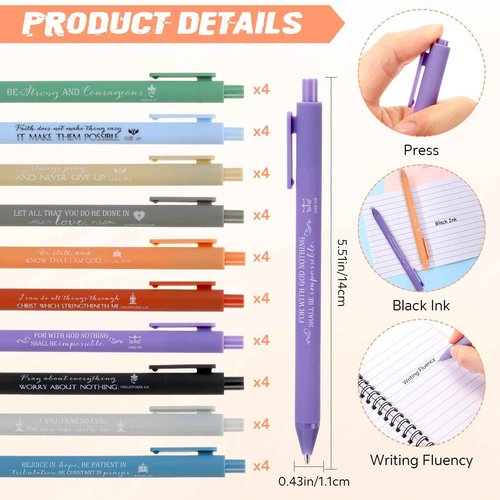 Harloon 40 Set Christmas Spiral Notebooks Bible Verse Ballpoint Pens Prayer Journals Religious Inspirational Bible Notepad Christian Church Gifts for Women Men Teacher Sunday School