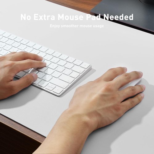 Aothia Leather Desk Pad Protector - Non-Slip PU Leather Blotter | Waterproof Office Mat (48"x17", Off-White)