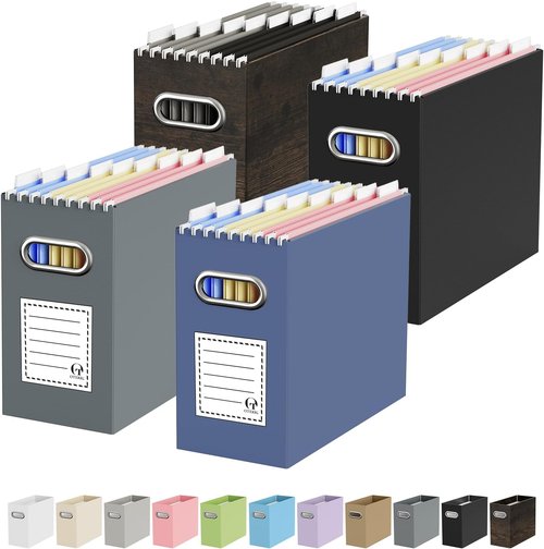 Oterri File Organizer Box - Letter Size Hanging File Storage for Home, Office & Classroom | Assorted Colors (4 Packs)
