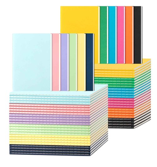 ALKALO 60 Pack Colorful Lined Notebooks for Writing, Journals Bulk, A5 Composition Books, 8.3x5.5 Inch, 60 Pages, 30 Sheets Sketchbooks for Office School Travel Supplies (Lined-60 pack, 12 Colors)