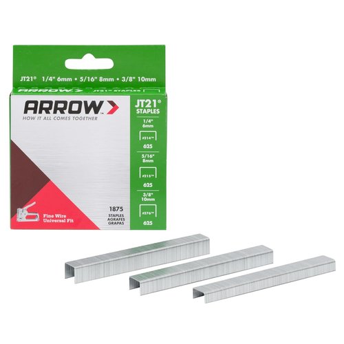 Arrow 21MP1 Thin Wire Staples Multipack - Ideal for Staple Guns & Upholstery | 1875 Count in 1/4", 5/16", 3/8" Sizes