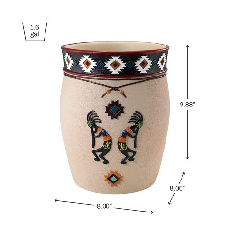 Avanti Linens - Wastebasket, Decorative Trash Can, Aztec Inspired Home Decor (Navajo Dance Collection)