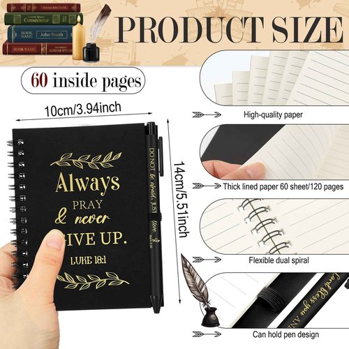 Seajan 64 Set Inspirational Gift Small Notebooks Bulk Mini Spiral Journals Motivational Spiral Notepads with Pen Volunteer Bible Employee Appreciation Gift for Office(Bible)
