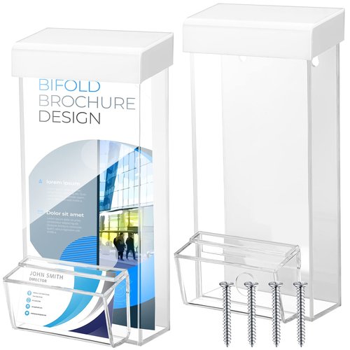 Remerry 2 Pcs Outdoor Brochure Holder, Acrylic Flyer Holder Wall Mount, 4 X 9 Inches, Waterproof Pamphlet Display Box with Lid for Business Card Document Envelope Literature Map Menu(White)