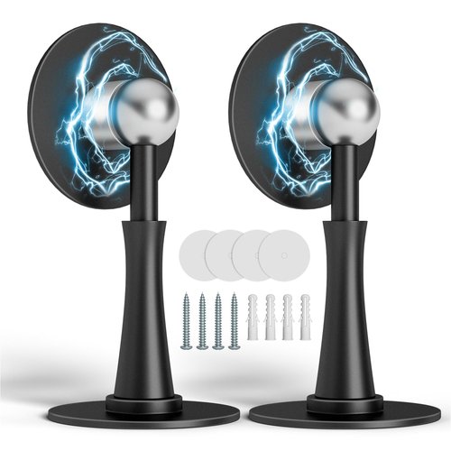 2PCS Strong Magnetic Door Stop, Spring Door Stoppers for Wall, Adhesive & Screw in Magnetic Door Catch, Door Holder to Keep Door Open, 4.2in, Rust-Proof, Black