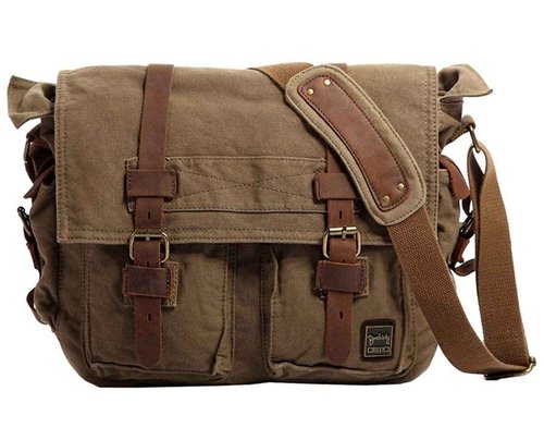 Berchirly 13.3Inch Laptop Travel Crossbody Bag Vintage Military Man Canvas Messenger Bags For Women Men