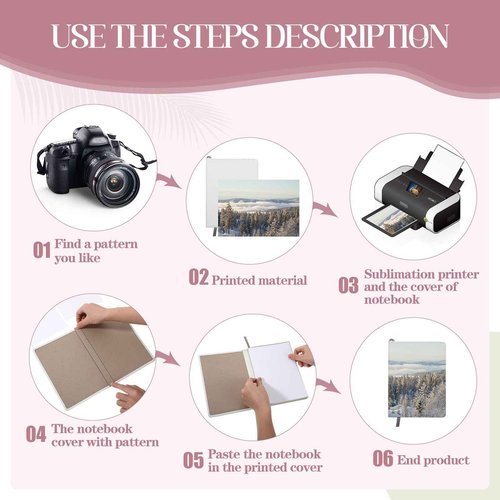 Zonon 4 Pcs Sublimation Notebooks Sublimation Journal Blank Notebooks A6 A5 A4 190 Pages Thick Faux Leather Journal for School Office Supplies(11.6 x 8.5 Inch, A4)