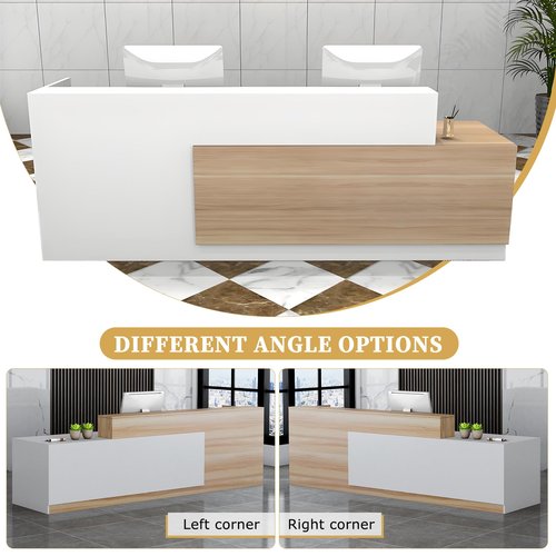 Modern Reception Desk with Storage Drawers and Open Shelves, 47-95 Inch Front Counter Table for Office, Salon, Lobby, Retail Store, or Home Workspace Right/Black 47" Wx23.6 Dx39.4 H