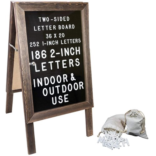 Excello Global Products Large A-Frame Sign - 36x20 Double-Sided Felt Letter Board with Changeable Letters