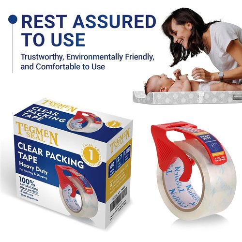 Heavy Duty Clear Packing Tape - 1.88 Inches Wide, 60 Yards Per Roll | Ideal for Shipping & Moving
