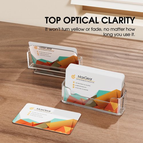 MaxGear 16 Pack Acrylic Business Card Holder for Desk, Clear Plastic Display Stand Fits 50 Business Cards, Elegant Desktop Organizer for Home and Office