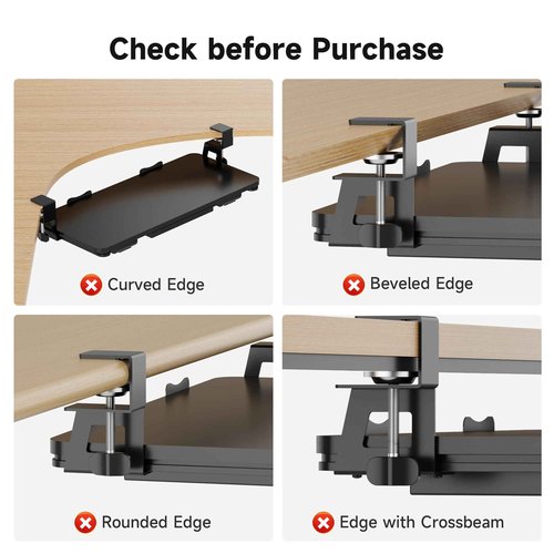 XINLEI Keyboard Tray Under Desk with Storage Drawer Large C-Clamp 26.7”(31” Including Clamps) x 11.8” Slide-Out Platform Computer Drawer Pull Out Keyboard & Mouse Tray DSF7CT