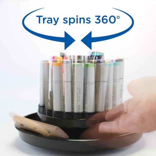 ALVIN, Spin-O-Tray, 9893-2, Rotating Desktop Receptacle, Art, Drafting, and Design Storage Tool, Great for Students, Hobbyists, and Professionals Alike - Black