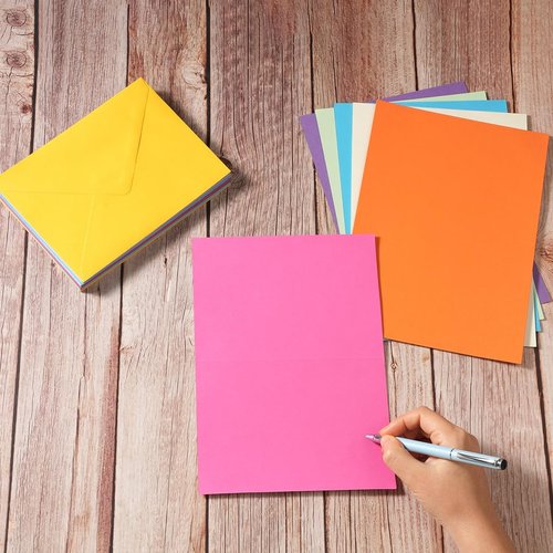 Skiennix A7 Colorful Envelopes - 50 Pack with Blank Heavy Cardstock & Gold Stickers | Perfect for Invitations, Weddings, Birthdays