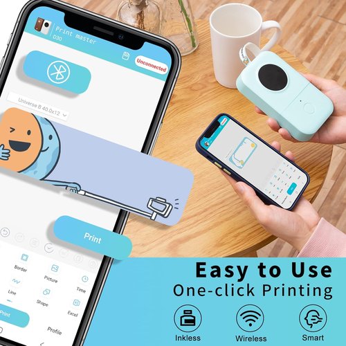 Phomemo D30 Label Maker - Portable Bluetooth Printer with 7 Rolls of Label Tape | Easy to Use Mini Labeler