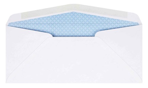 Quality Park® #10 Single Window Security Tint Envelopes, 4-1/8 x 9-1/2, Gummed, Diagonal Seams, 500 per Box (21412)