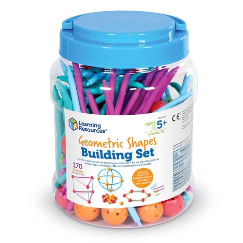 Learning Resources Geometric Shapes Building Set, Early Math Skills, Back to School Activities, Classroom Games for Teachers, 170 Piece Set, Ages 5+