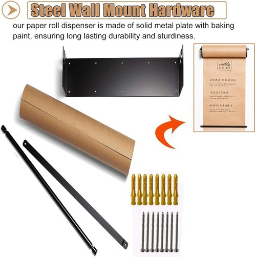 GWIKYNCW 12/24/36/48 Inch Wide Kraft Paper Roll with Dispenser, Hanging Butcher Paper Roll Dispenser and Cutter (White 48inch/120cm Wide)