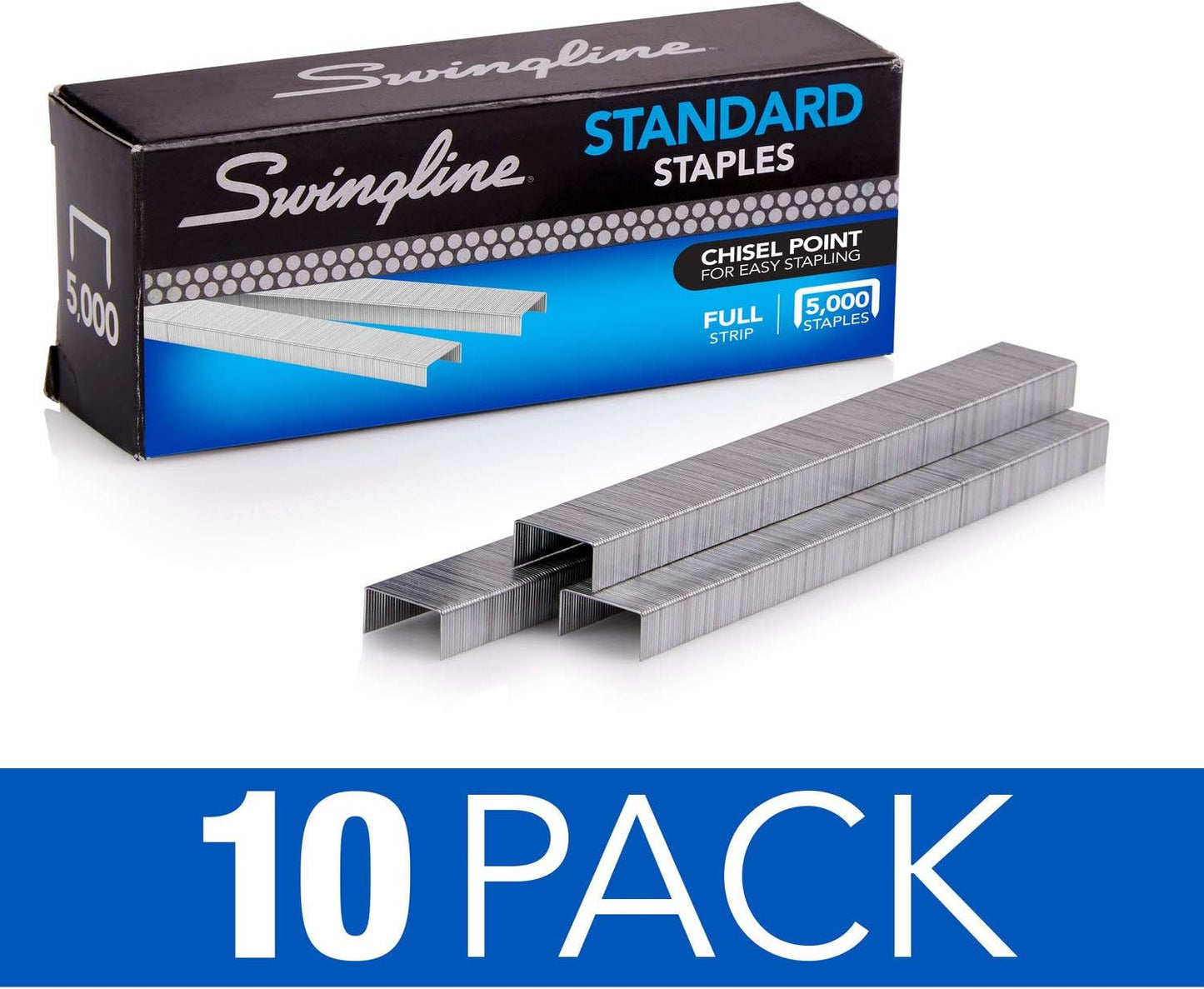Swingline Standard Staples - 1/4" Length, 5000 Staples per Box, Perfect for Desktop Staplers | 10 Pack