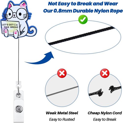 Let's Get This Bread Badge Reel - Cute Cat Retractable ID Holder for Nurses & Teachers | Perfect Gift