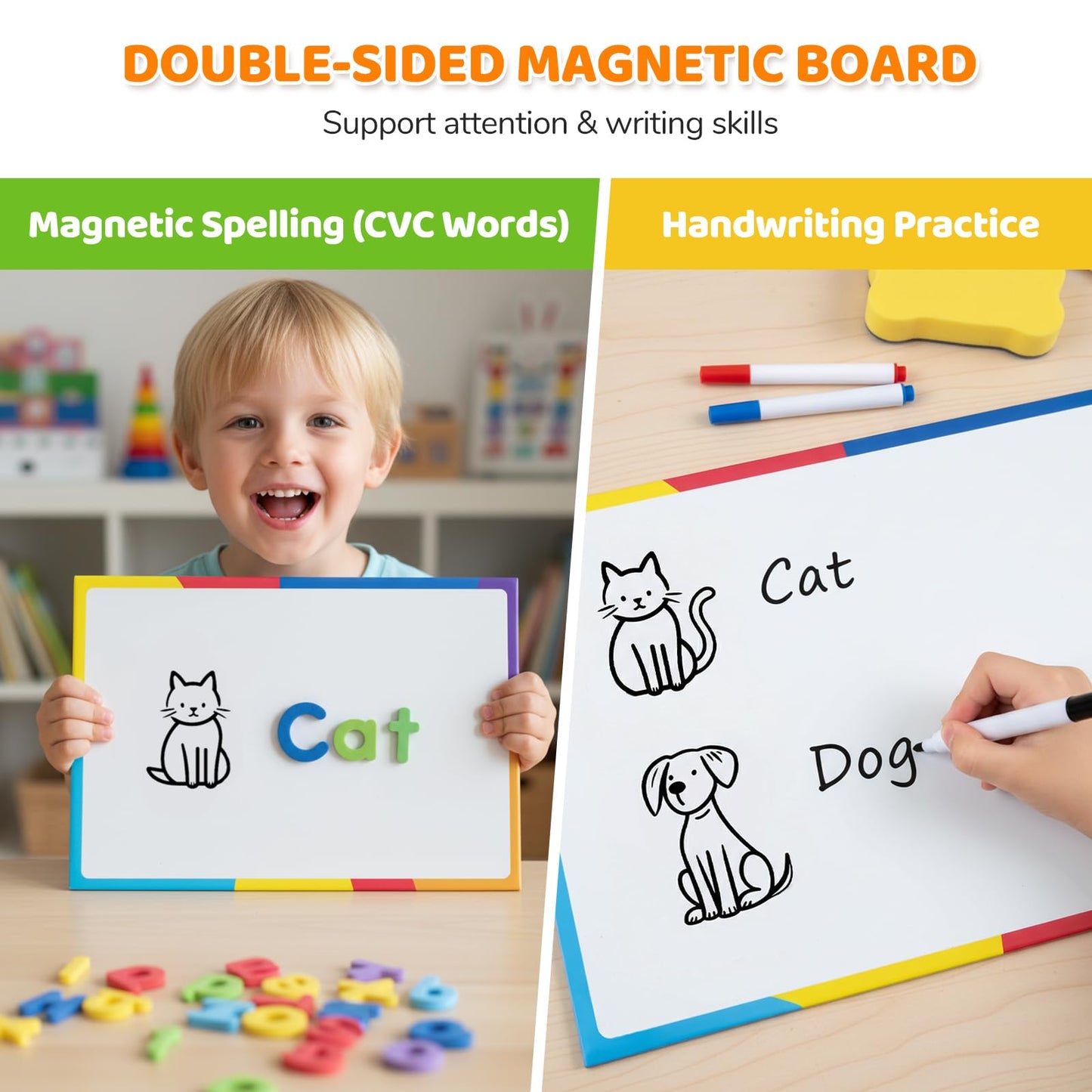 LovesTown Magnetic Alphabet Letters Set for Toddlers, Educational Learning Kit with Double-Sided Board and Storage Box, 234 PCS