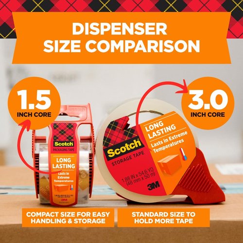 Scotch Long Lasting Shipping Tape - Durable Dispenser Included, 1.88 In. X 54.6 Yd., 4-Pack