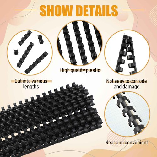 Maitys 500 Pcs 19 Ring Spiral Binding Coils Plastic Binding Combs Bulk Letter Size Black Binding Spines for Notebook Calendar Picture(1/2 Inch)