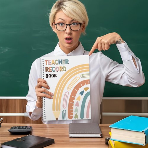 peony man Teacher Record Book Boho Teacher Grade Book Rainbow Spiral Bound Class Grade Book for Teachers Classroom Attendance Student Name School Office Favors Gifts Supplies, 8.5 x 11 Inch