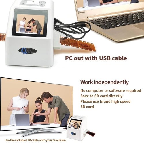 Film Negative Scanner 22 MP 110 135 126KPK Super 8 Negative Photo Scanner 35mm Slide Film Scanner Digital Converter High Resolution 22MP 2.4" LCD(White)