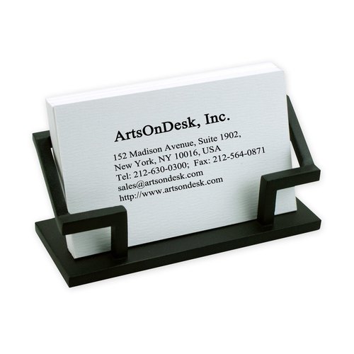 ArtsOnDesk Modern Art Business Card Stand Holder Bk301 Steel Black Patented Desk Accessory Name Card Case Plate Display Office Organizer