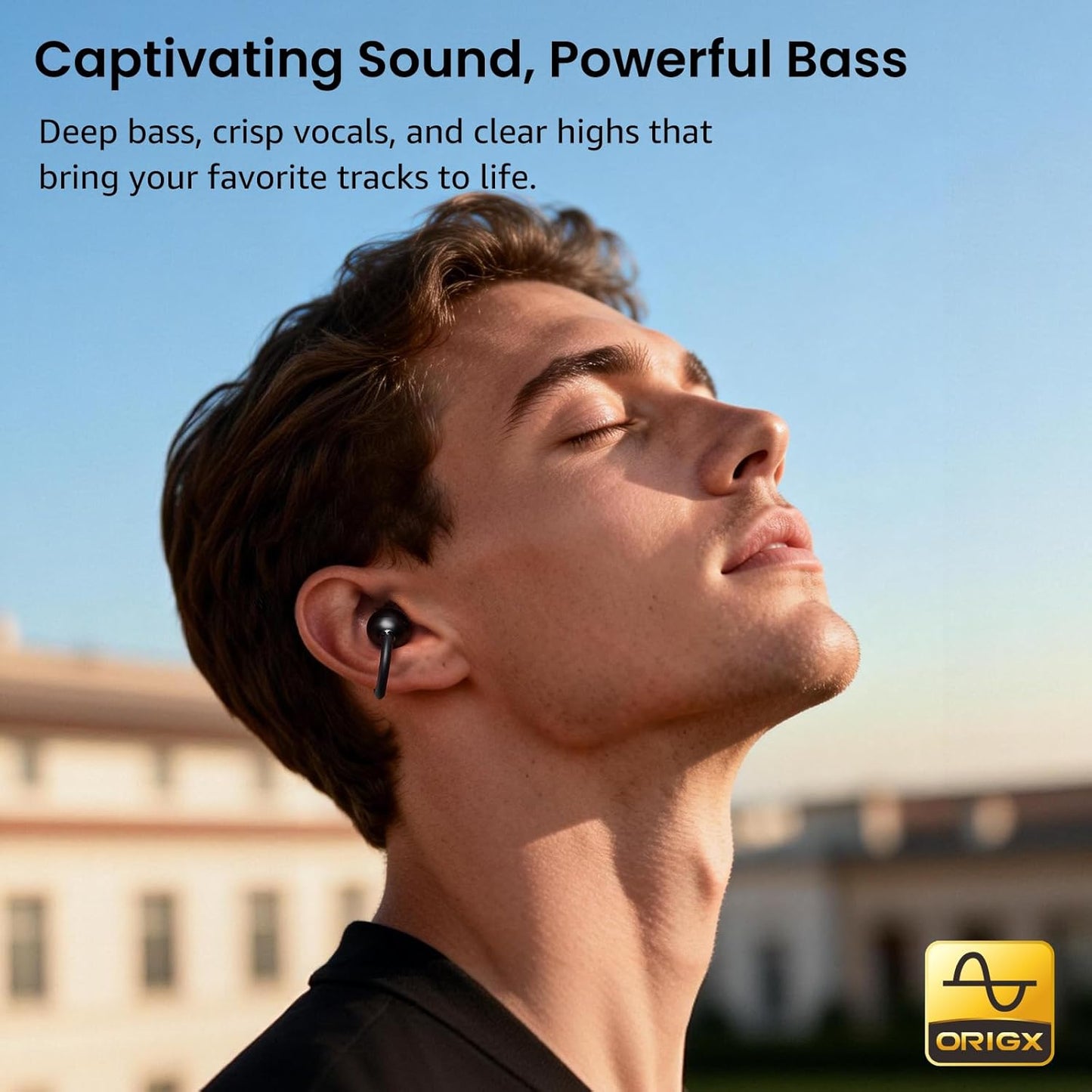 TOZO OpenEarRing Wireless Earbuds - Lightweight Comfort with 40H Playtime & Smart Display | Black