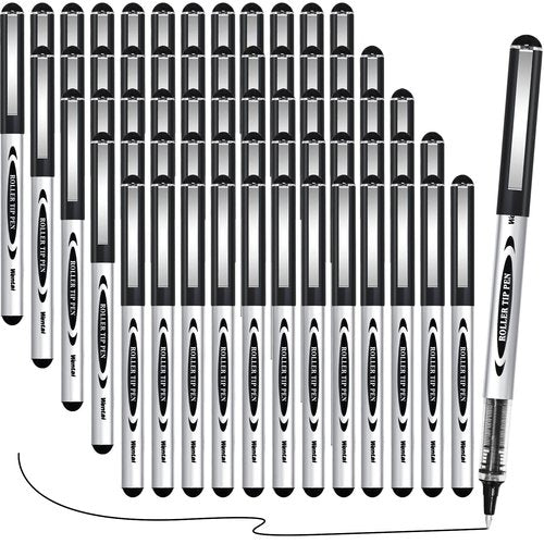 Beieverluck 60 Pieces Roller Ball Pens Black Liquid Ink Rollerball Pens 0.5mm Fine Point Smooth Writing Pens for Writing Journaling Taking Notes School Office