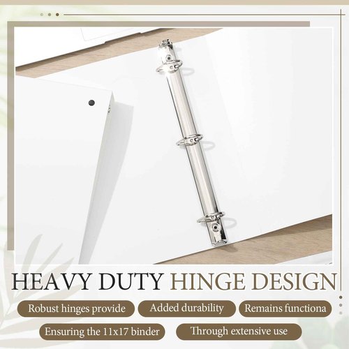 Humyoun 8 Pcs 11 x 17 Inch 3 Ring Binders 1 Inch Rings Heavy Duty View D Ring Binders Economy Holds 11" x 17" Paper for Artwork Blueprints, Office, Home, Work Places(White)